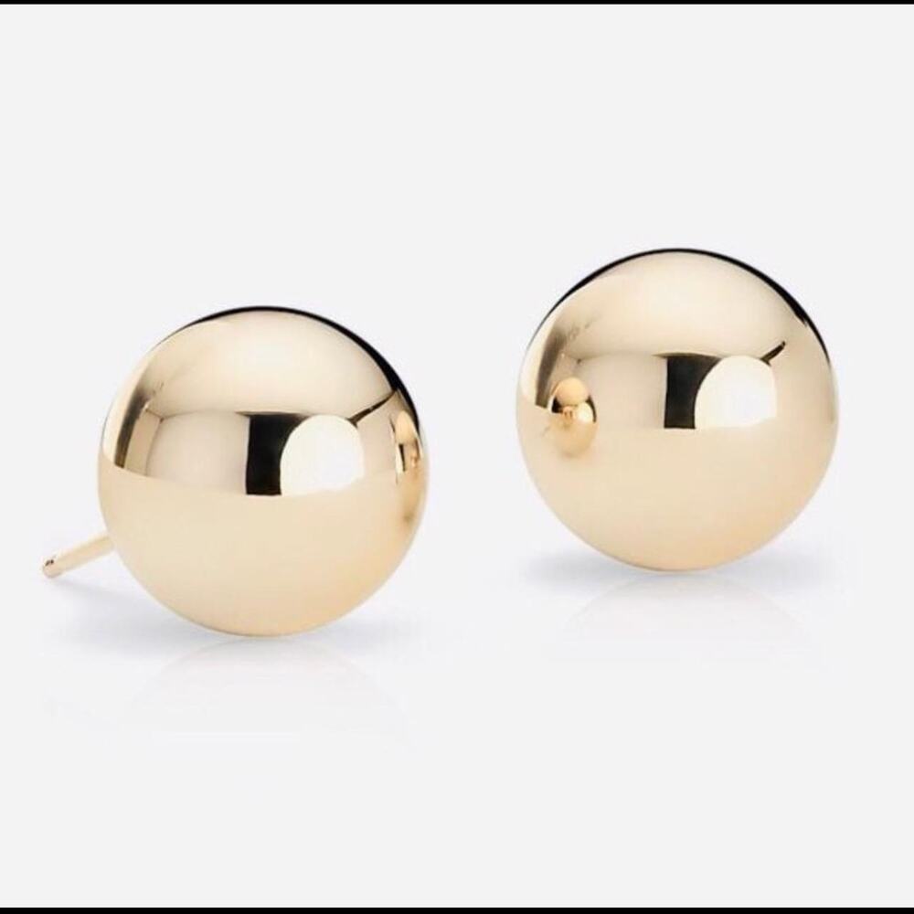 Gold Tone Bead Ball Stud Earrings
